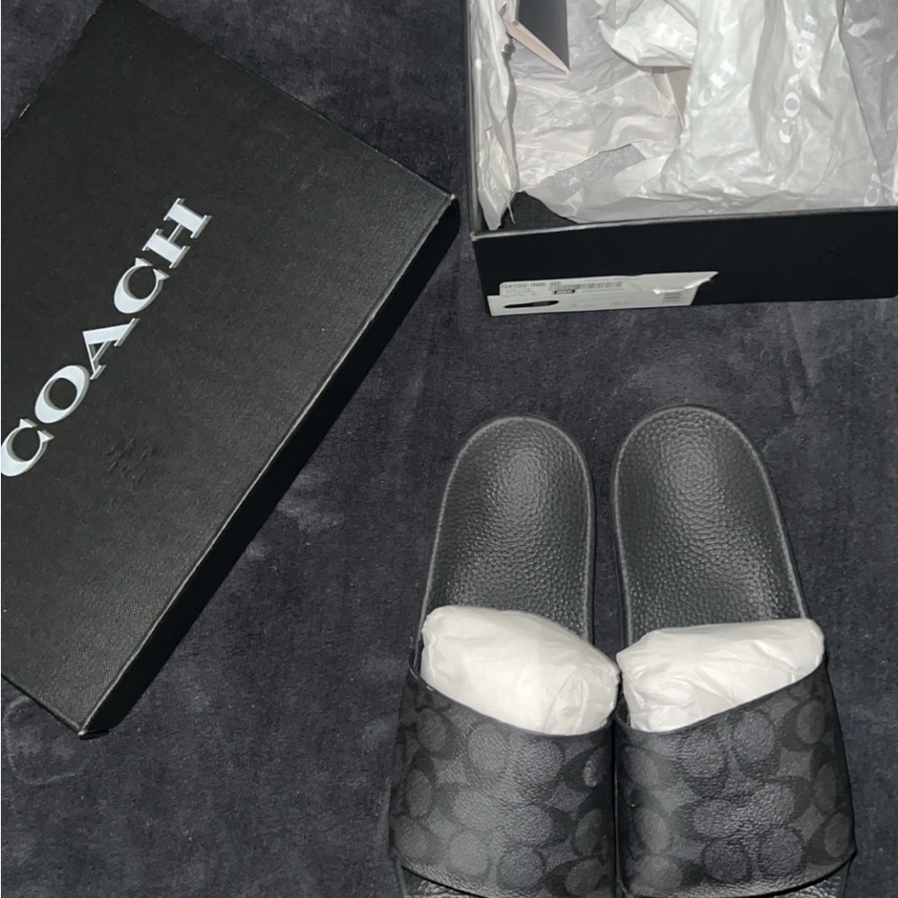 Coach Charcoal Slide Sandals